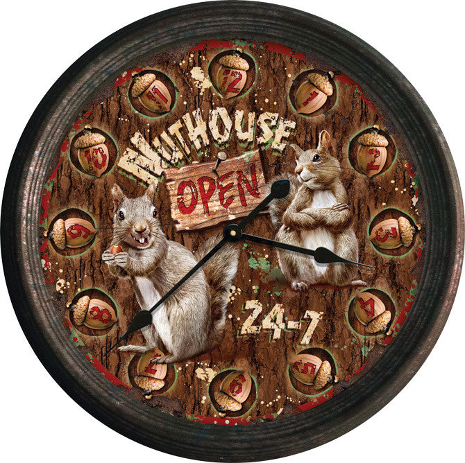 Rusted Nut House Clock - Squirrels and More