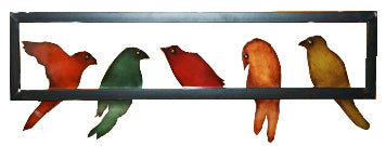Colorful Birds In A Row Metal Wall Decor