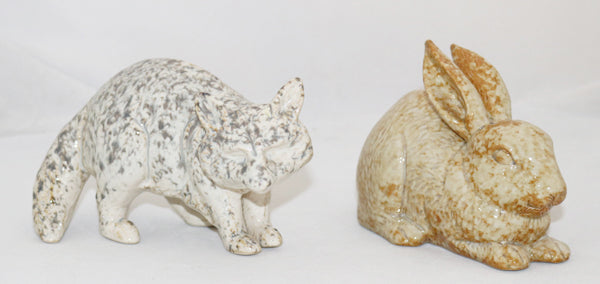 Raccoon and Bunny Porcelain Figures Set