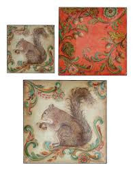 12&quot; Square Decorative Trays w/ Squirrel, Set of 3 - Squirrels and More