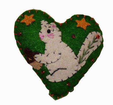 Squirrel Felt Ornament Heart - Squirrels and More