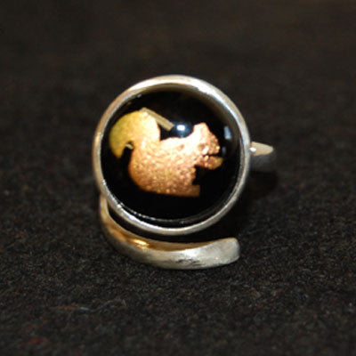 Sterling Silver and Glass Squirrel Ring - Squirrels and More - 3