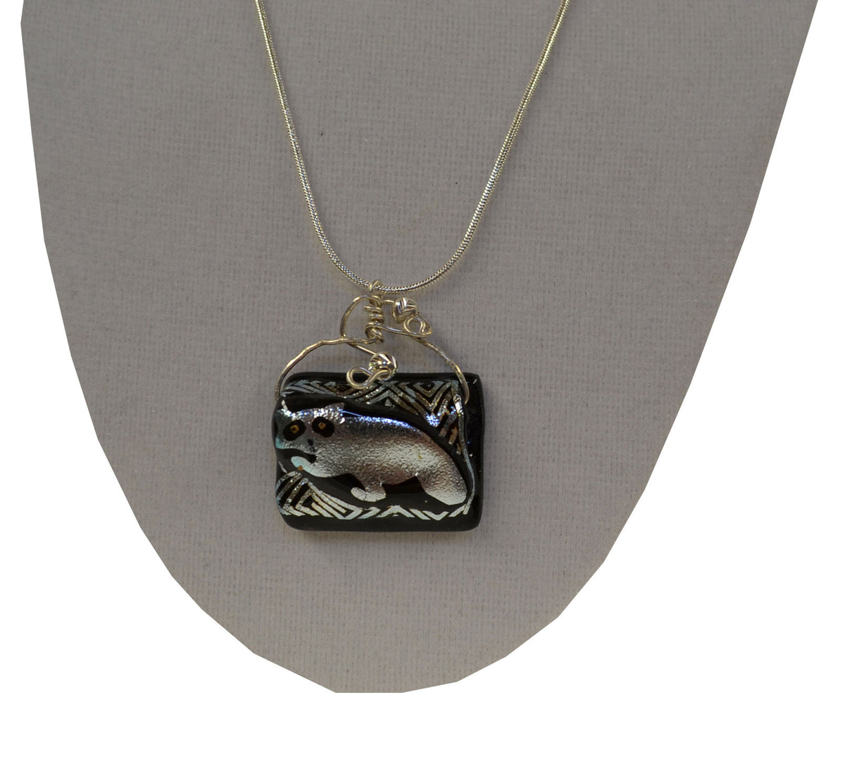 Zig Zag Glass Raccoon Necklace - Squirrels and More